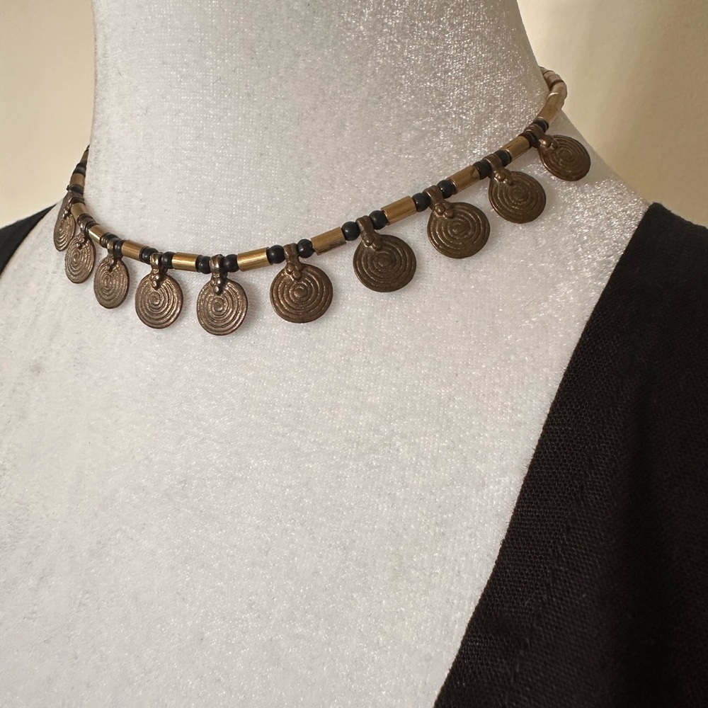 Choker Necklace with Disc Charms